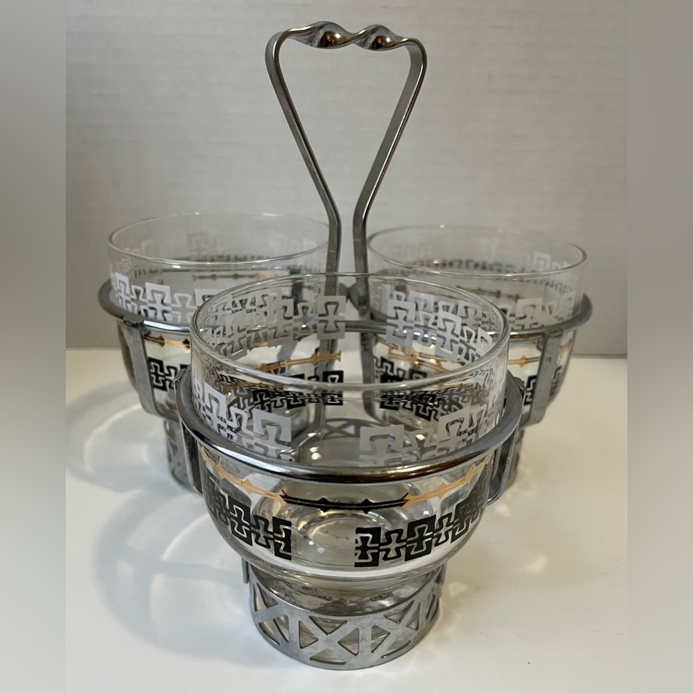 Vintage MCM Libbey Glass Condiment Caddy